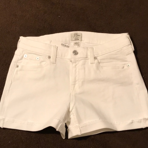 j crew white denim shorts